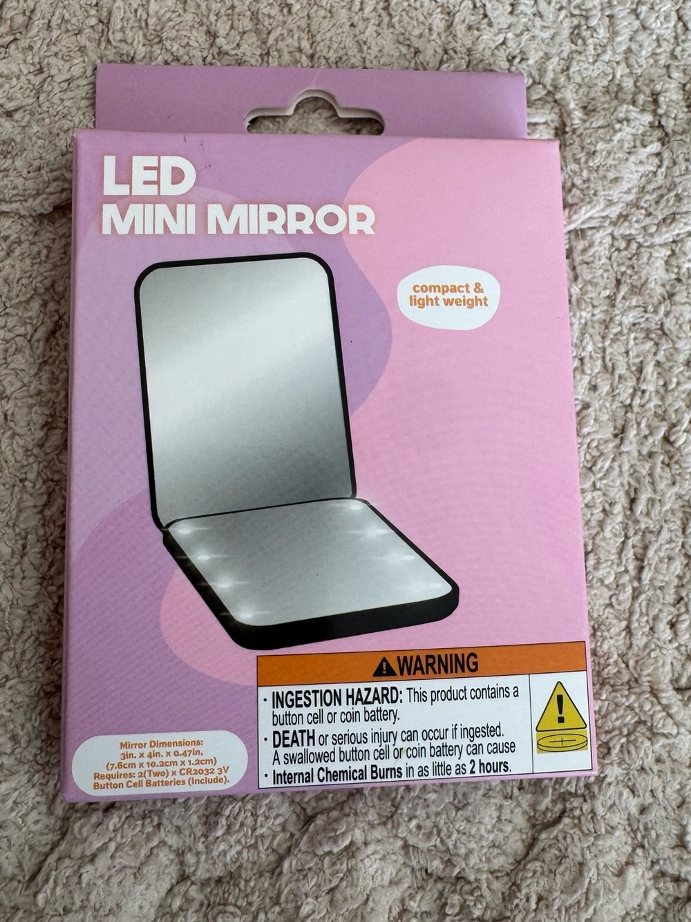 Portable Black LED Lighted Travel Makeup Mirror - Compact Vanity Mirror